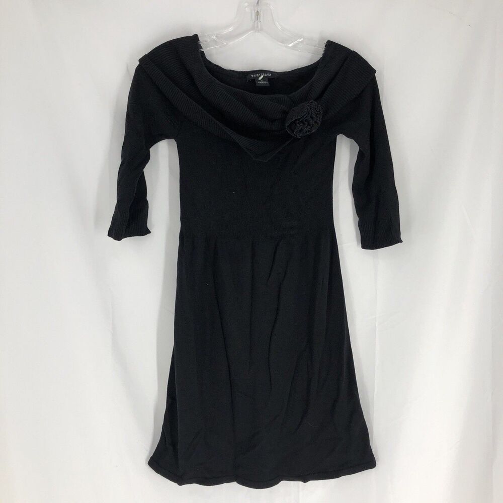 White House Black Market Women’s Black Knit Cowl Neck Sweater Dress Small